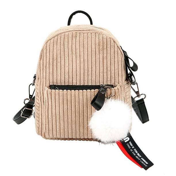 Women Backpack Corduroy Mini Backpack with Plush Ball Girls Shoulder Bag Women Backpack Corduroy Mini Backpack with Plush Ball Girls Shoulder Bag